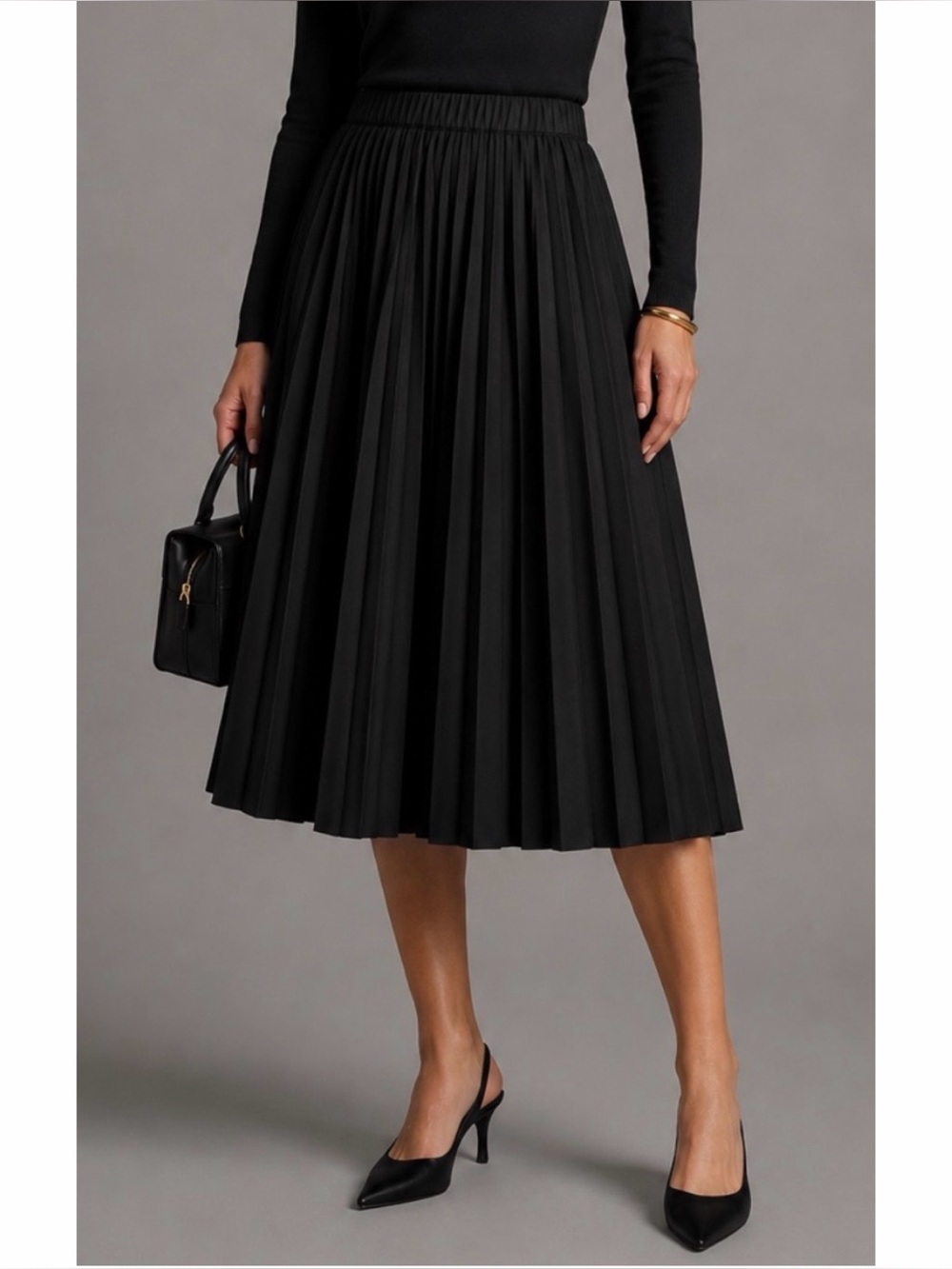 JNBY • Black High-Waisted Pleated Wool-Blend Midi Skirt, S